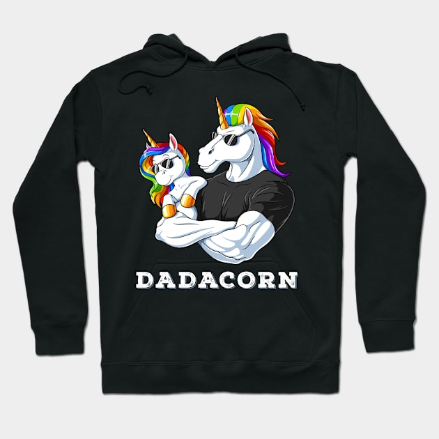 Dadacorn Unicorn Dad and Baby Girl Father's Day Papa Daughter Hoodie by wingsofrage